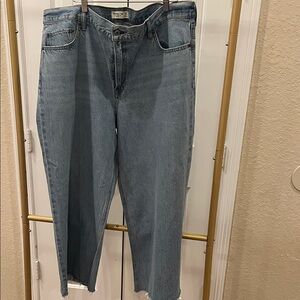 Abercrombie & Fitch Light Blue Crop Wide-Leg High Rise Jeans